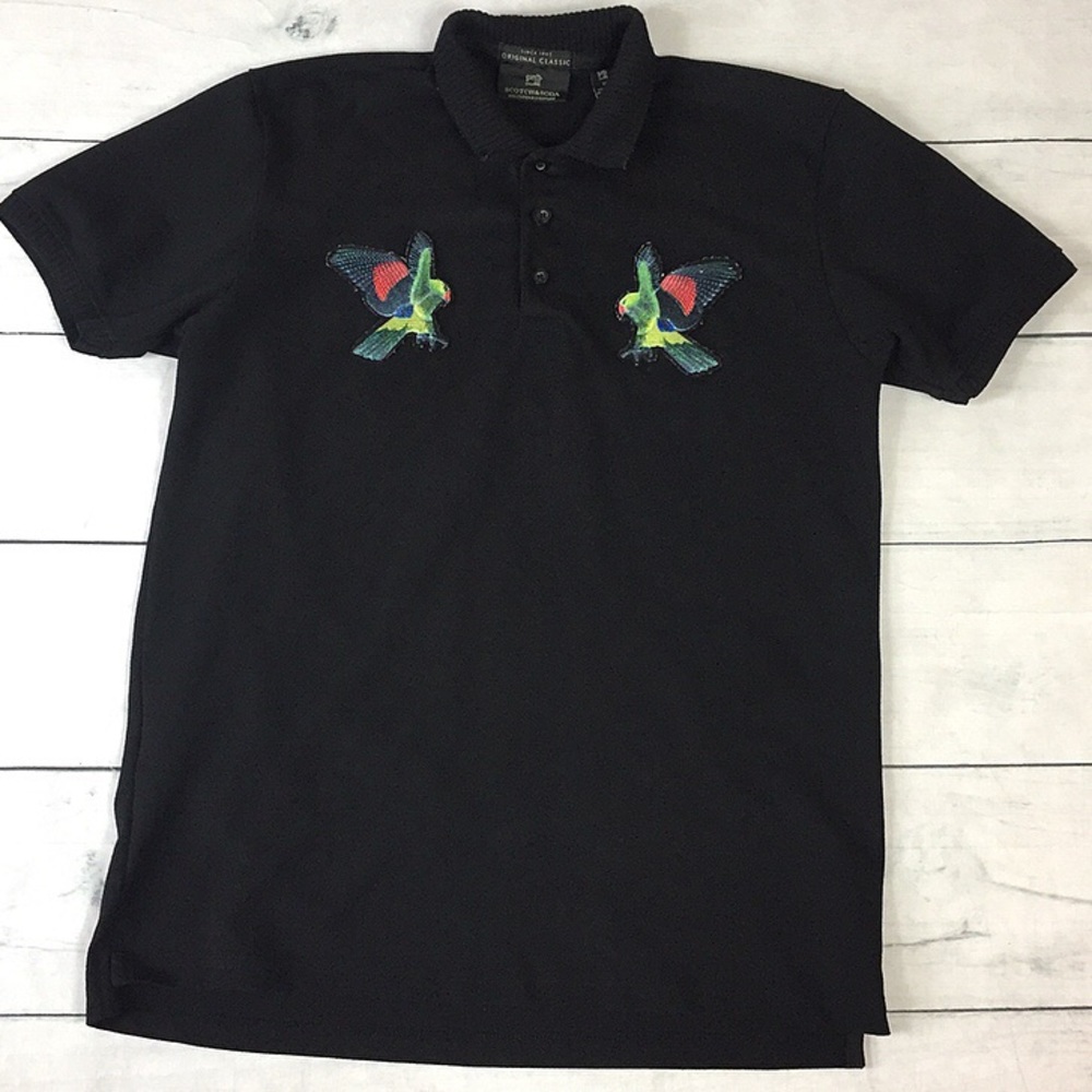 Scotch & Soda Embroidered Parrot Bird Polo Shirt